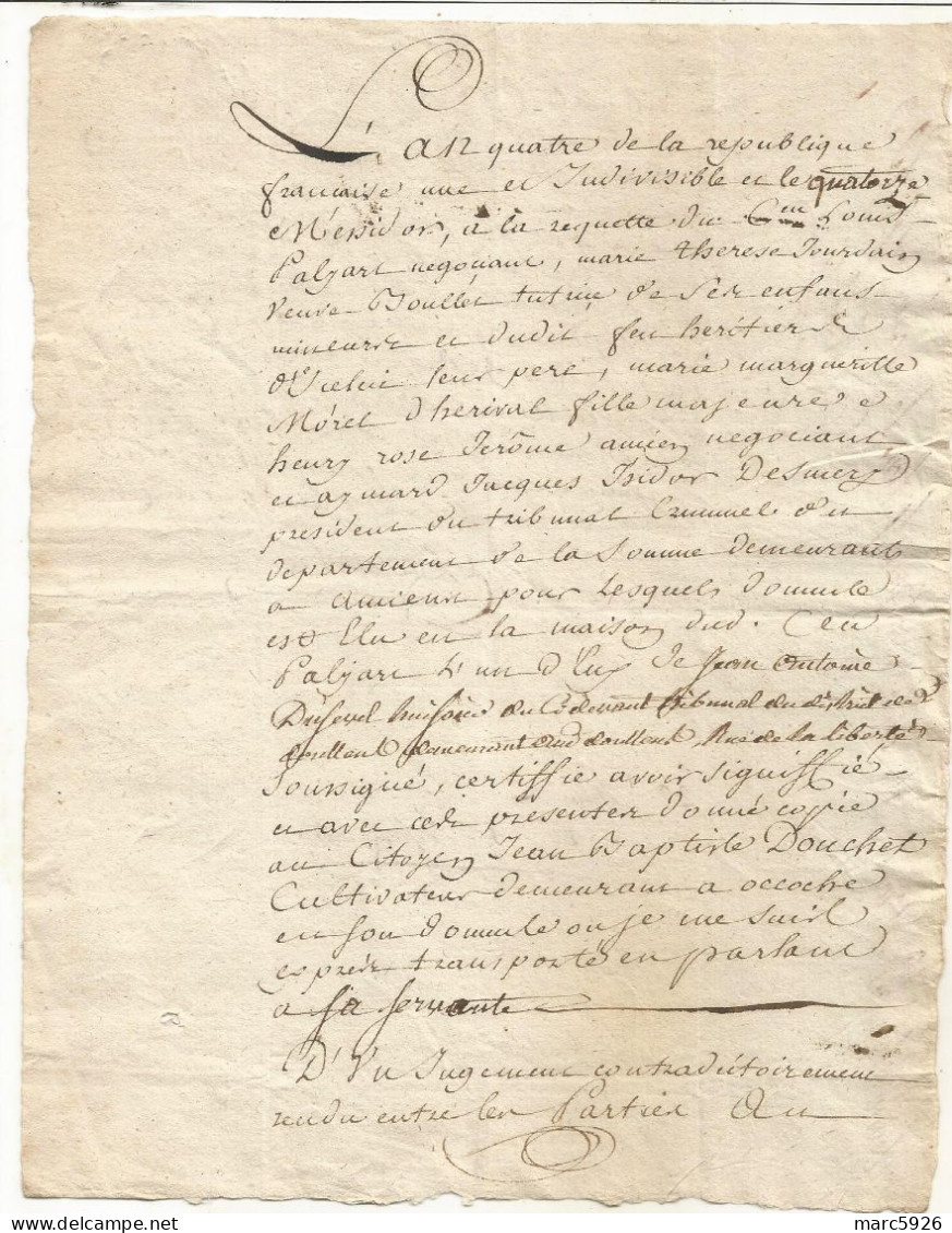 N°1904 ANCIENNE LETTRE DE DUSEUEL ( A Dechiffrer ) DATE L'AN 4 - Documentos Históricos