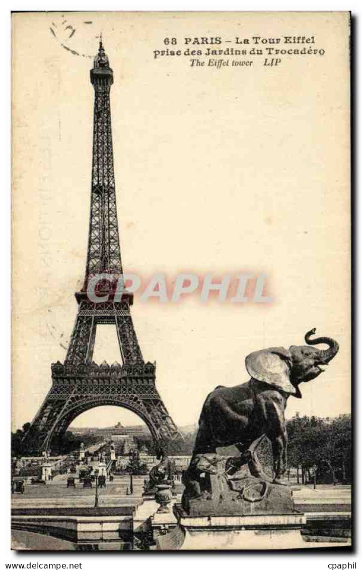 CPA Paris La Tour Eiffel Prise Des Jardins Du Trocadero Elephant - Tour Eiffel
