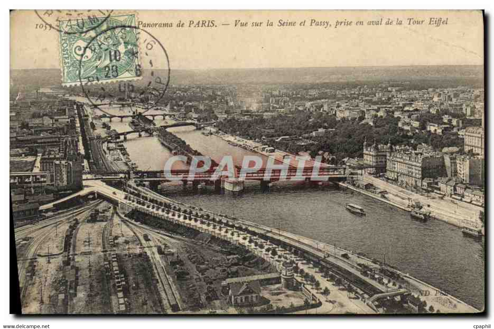 CPA Paris Panorama Vue Sur La Seine Et Passy Pris En Aval De La Tour Eiffel - Multi-vues, Vues Panoramiques