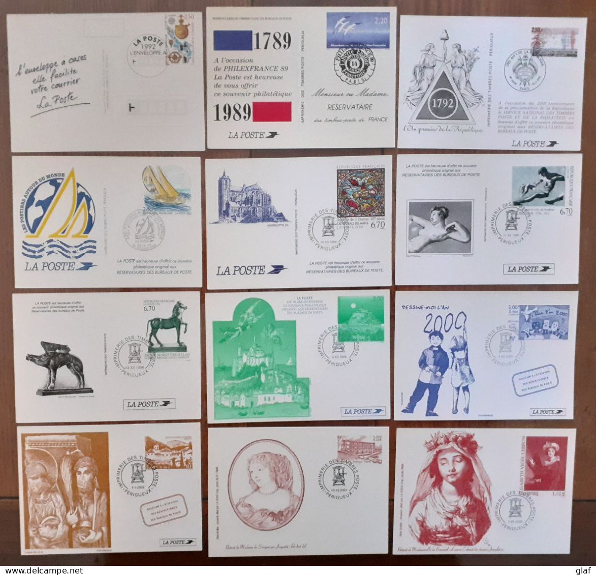 12 Simili Entiers Offerts Aux Réservataires Des émissions De Timbres (1989/2006) - Pseudo-interi Di Produzione Ufficiale