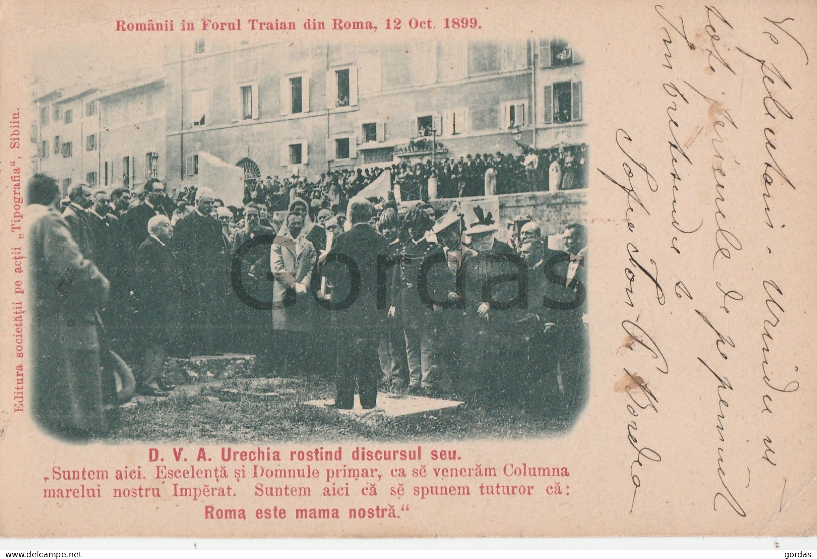 Romania - Italy - Roma - Romanii In Forul Traian De La Roma 12 Oct. 1899 - D.V.A. Urechia - Romania