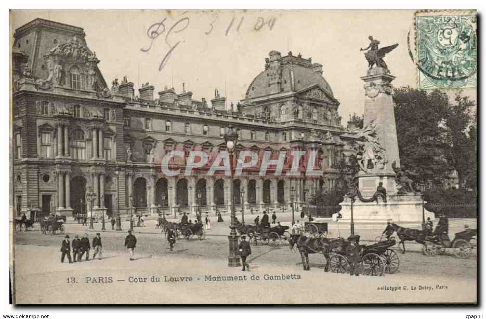 CPA Paris Cour Du Louvre Monument De Gambetta - Louvre