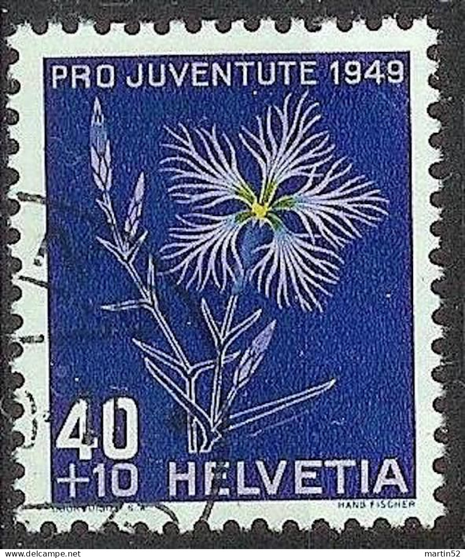 Schweiz Suisse Pro Juventute 1949: Prachtnelke Zu WI 132 Mi 544 Yv 496 Mit Eck-Stempel KERNS .50 (Zumstein CHF 12.00) - Gebraucht