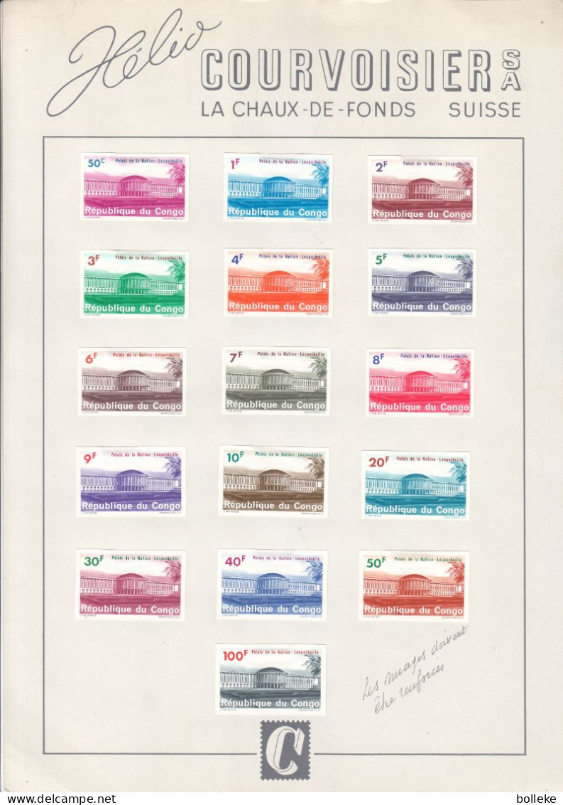 République Du Congo - COB 551 / 66 - GF - 48 Essais Du Couleurs - Avec Anotations  - Unique - Palais Des Nations - - Unused Stamps