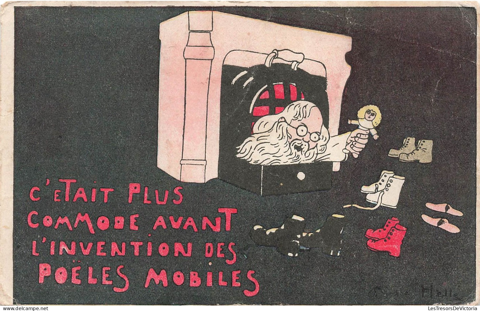 ILLUSTRATEUR - C'était Plus Commode Avant L'invention Des Poêles Mobiles - Colorisé - Helle - Carte Postale Ancienne - Autres & Non Classés