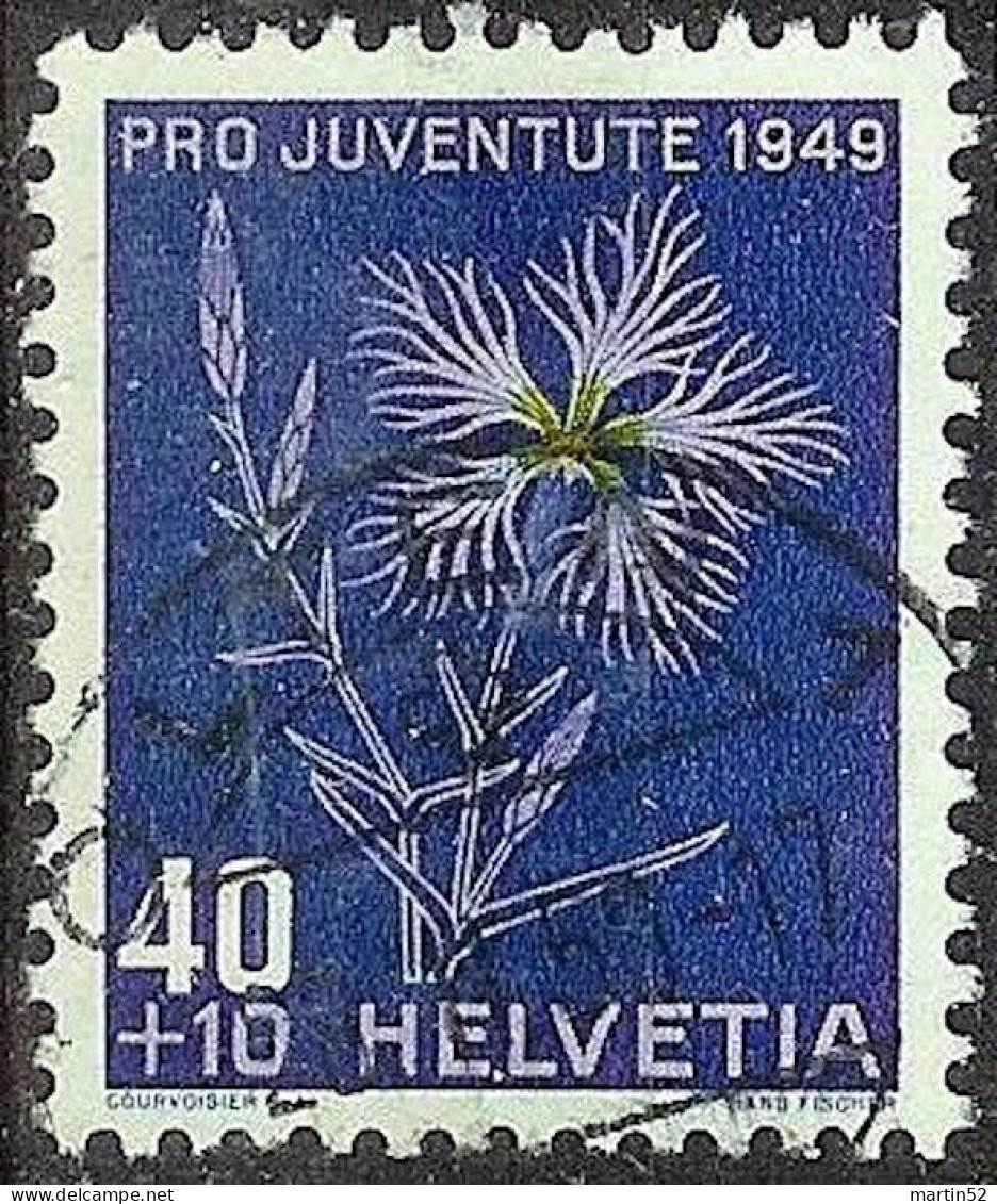 Schweiz Suisse Pro Juventute 1949: Prachtnelke Zu WI132 Mi 544 Yv 496 Mit Halbmond-⊙ OLTEN 28.II.50 (Zumstein CHF 12.00) - Used Stamps