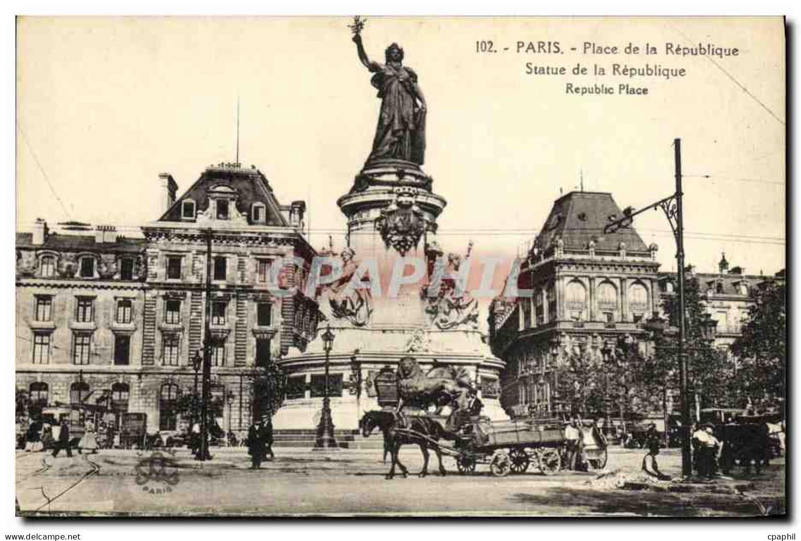 CPA Paris Place De La Republique Statue De La Republique - Plazas