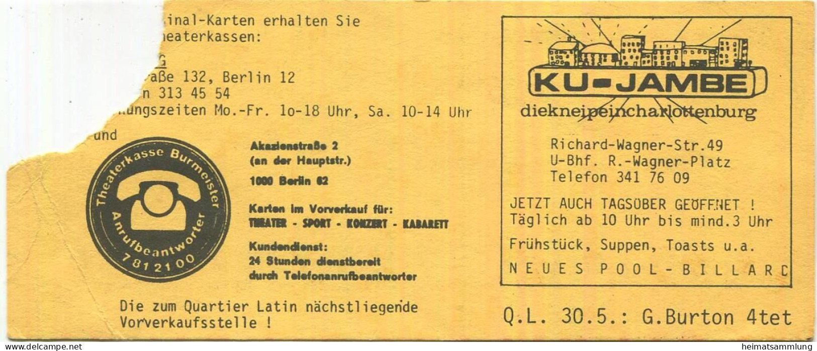 Deutschland - Berlin - Quartier Latin Und Klaus Achterberg - Double Image - Eintrittskarte - Toegangskaarten