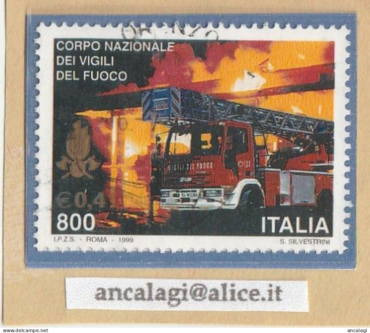 USATI ITALIA 1999 - Ref.0812 "VIGILI DEL FUOCO" 1 Val. - - 1991-00: Gebraucht