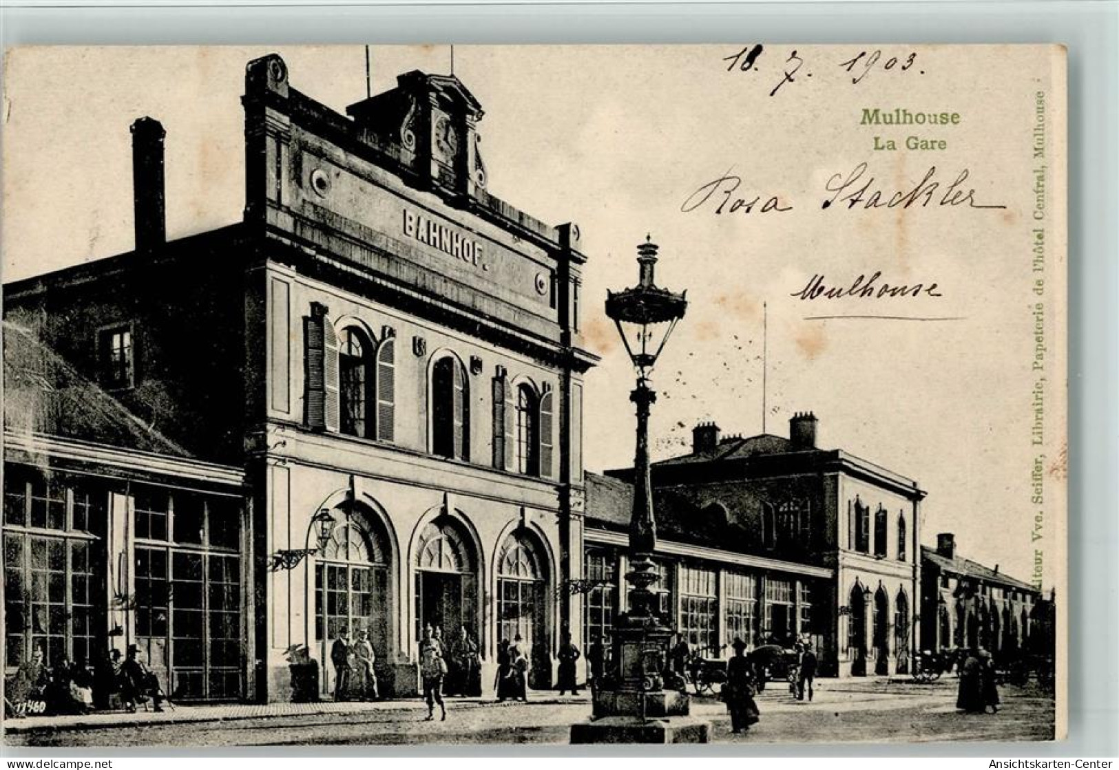 11031504 - Bahnhoefe Europa Mulhouse - La Gare  1903 AK - Stations - Met Treinen