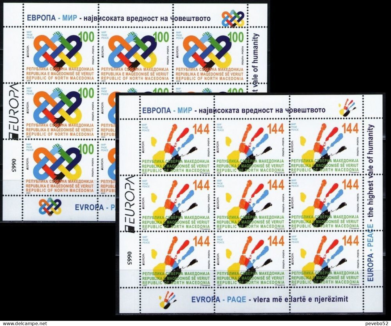 NORTH MACEDONIA 2023 - EUROPA PEACE - THE HIGHEST VALUE OF HUMANITY SS MNH - North Macedonia