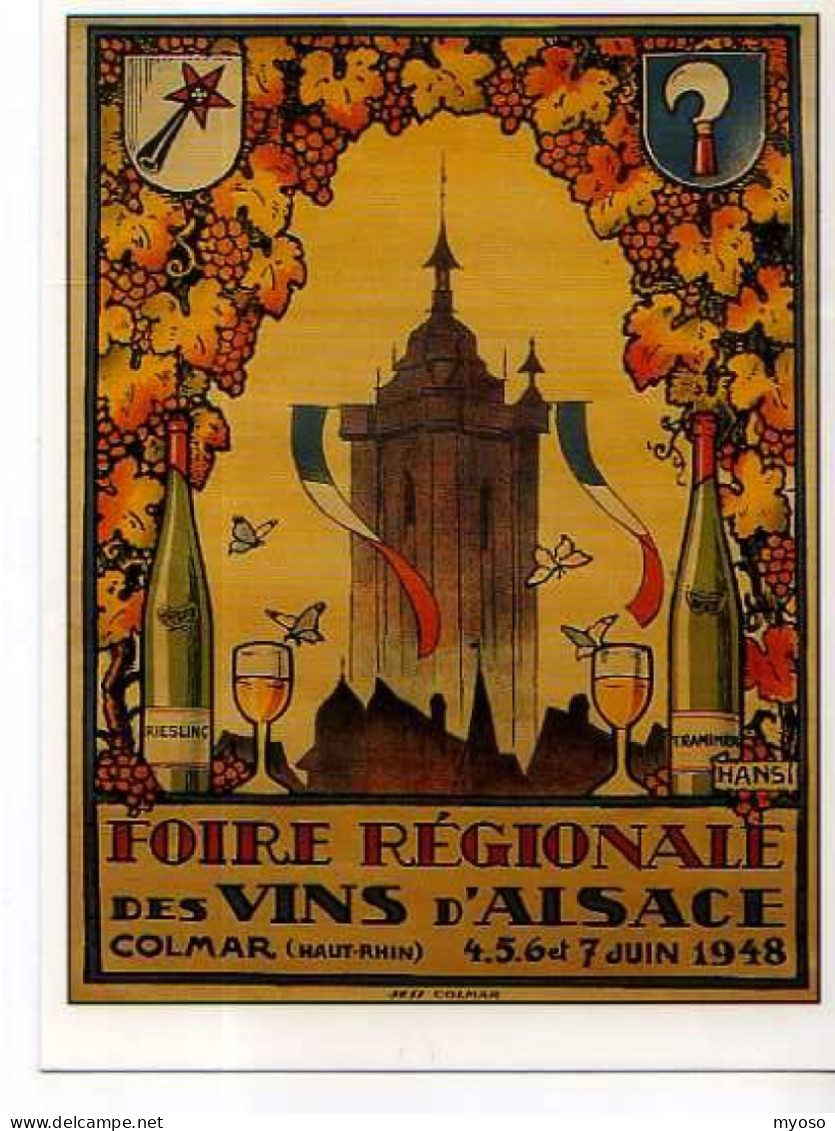 HANSI L'alsace  Heureuse Affiche De La Foire Des Vins D'alsace, Foireregionale Colmar 1948, Carte Moderne - Hansi