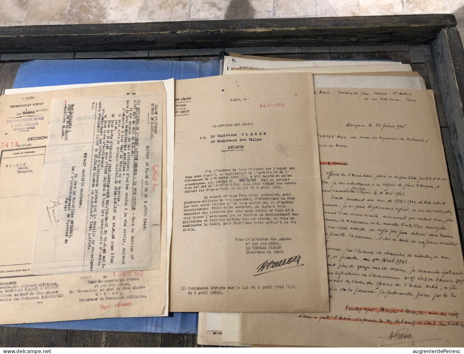 Dossier Militaire Du Capitaine Henri Francois Clamen 1940-1946 La Valette Du Var (83) - 1939-45