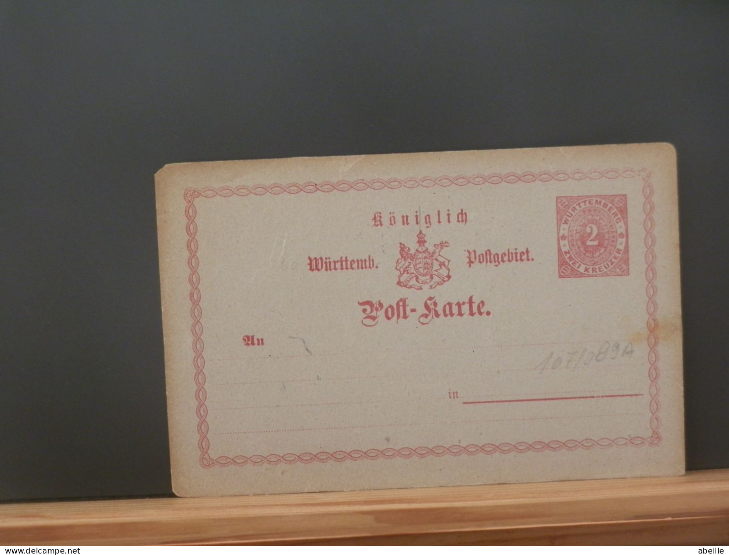 107/089B   PC  WURTTENBERG  XX - Postal  Stationery