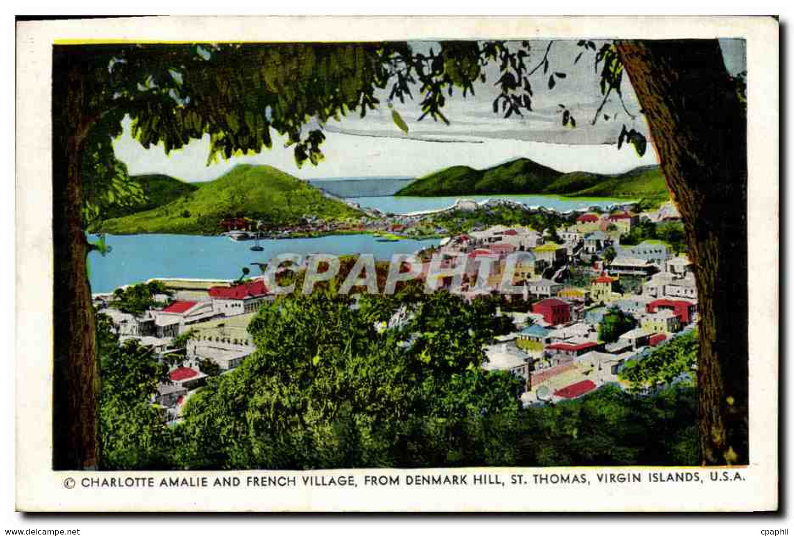 CPA Charlotte Amalie And French Village From Denmark Hill St Thomas Virgin Islands - Isole Vergini Americane