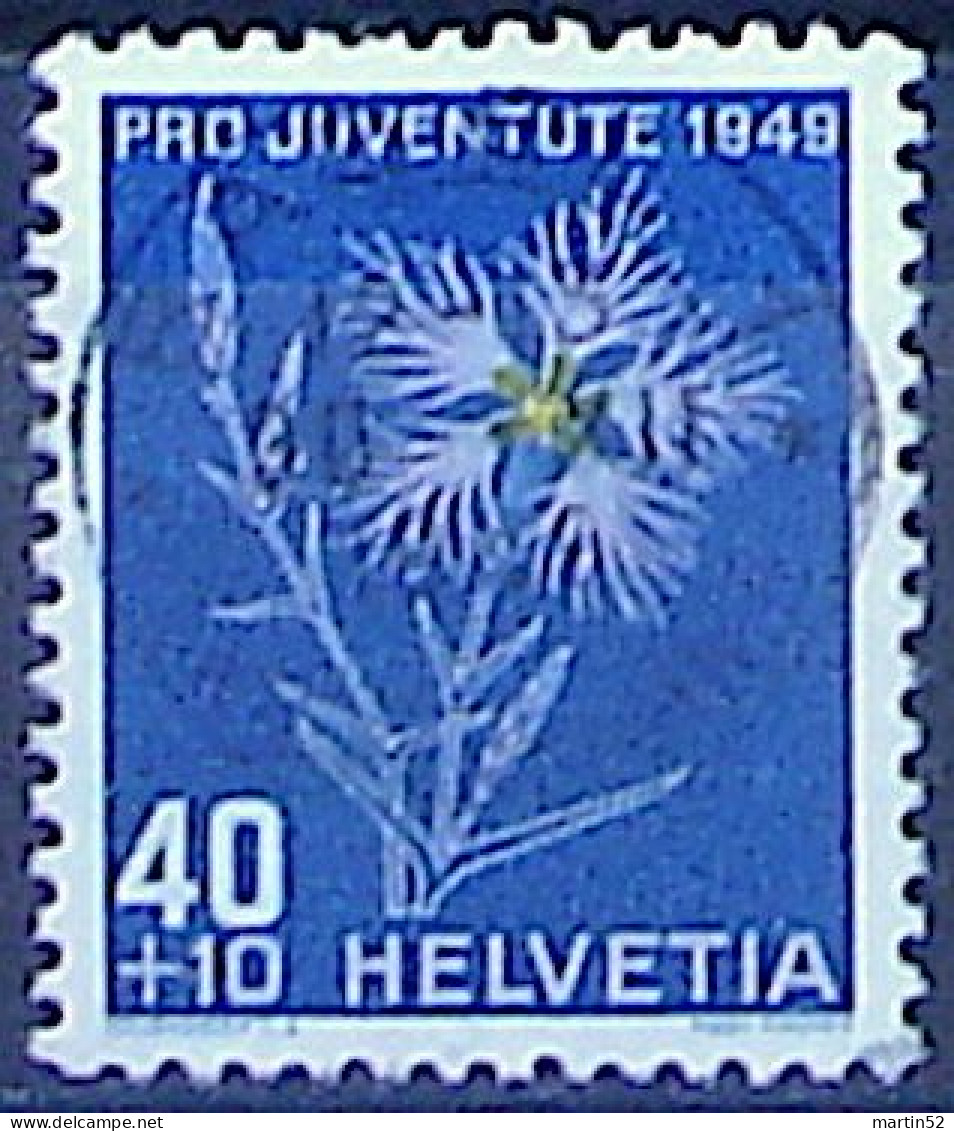 Schweiz Suisse Pro Juventute 1949: Prachtnelke Zu WI 132 Mi 544 Yv 496 Mit Voll-⊙ BASEL 30.XII.1949 (Zumstein CHF 12.00) - Gebraucht