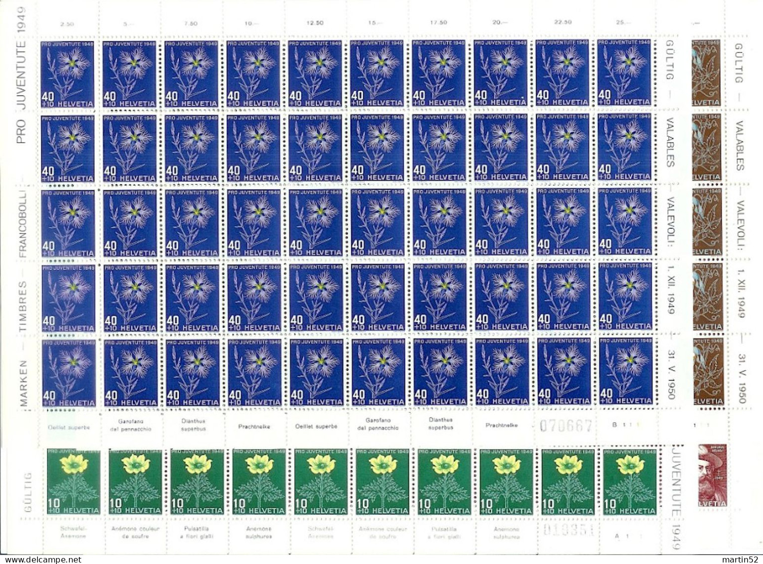 Schweiz Suisse Pro Juventute 1949: Zu WI 129-132 Mi 541-544 Yv 493-496 Bogenset Marken Sind ** MNH (SBK 2017 CHF 544.00) - Nuevos