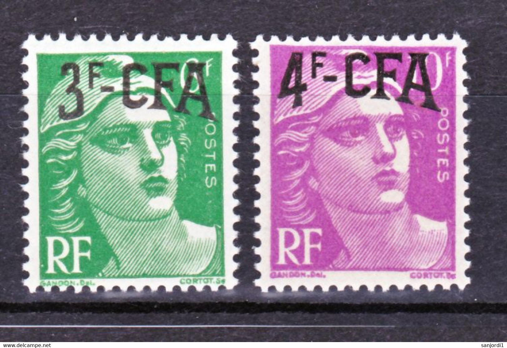 Réunion  295/296  CFA Mariannes Surchargée  Neuf ** TB MNH SiN CHARNELa Cote 13.2 - Neufs