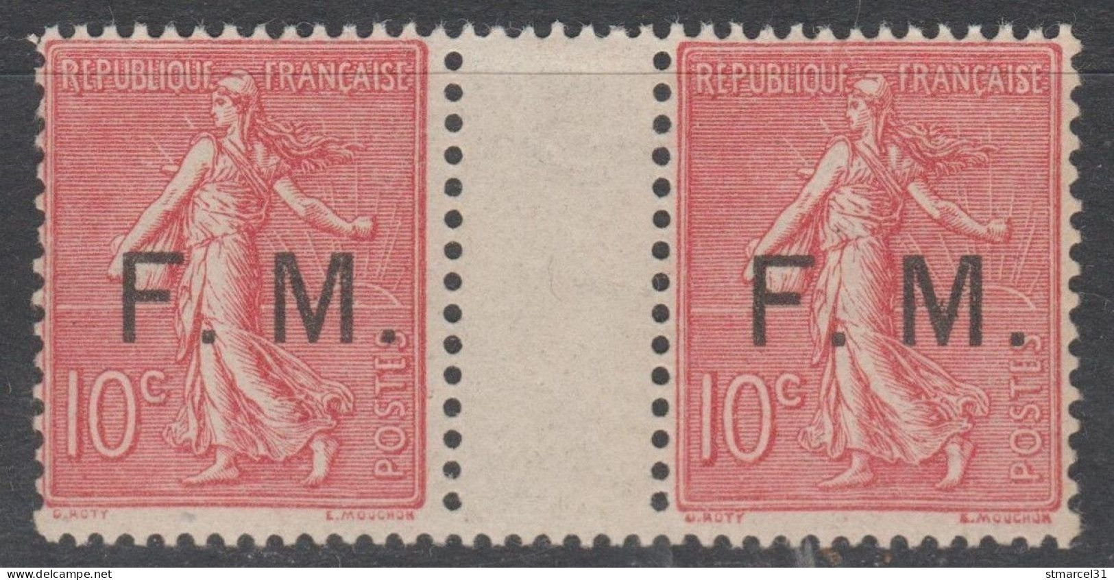 1er SERVI GRAND LUXE PAIRE INTERPANNEAUX N°4  RRR 1 CENTRAGE PARFAIT Neuf** Cote>295€ - Military Postage Stamps