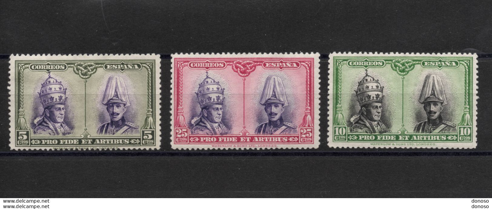 ESPAGNE 1928 PIE XI ET ALPHONSE XIII Yvert  355-356 + 358 NEUF* MH Cote : 7,95 Euros - Unused Stamps