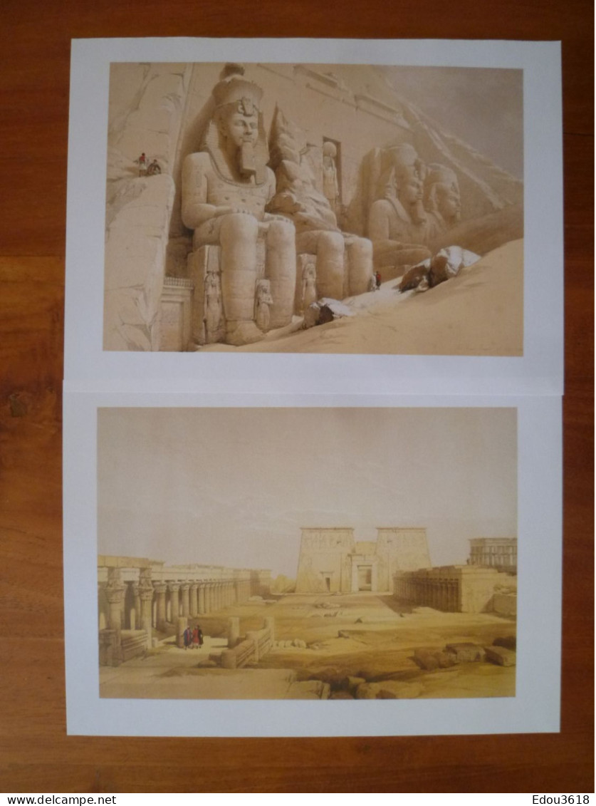 Lot 28 Image Paysage d'Egypte Reproduction d'Aquarelle Temple Obélisque Portique Vue Paysage Colosse Tombe Ruines Sphinx