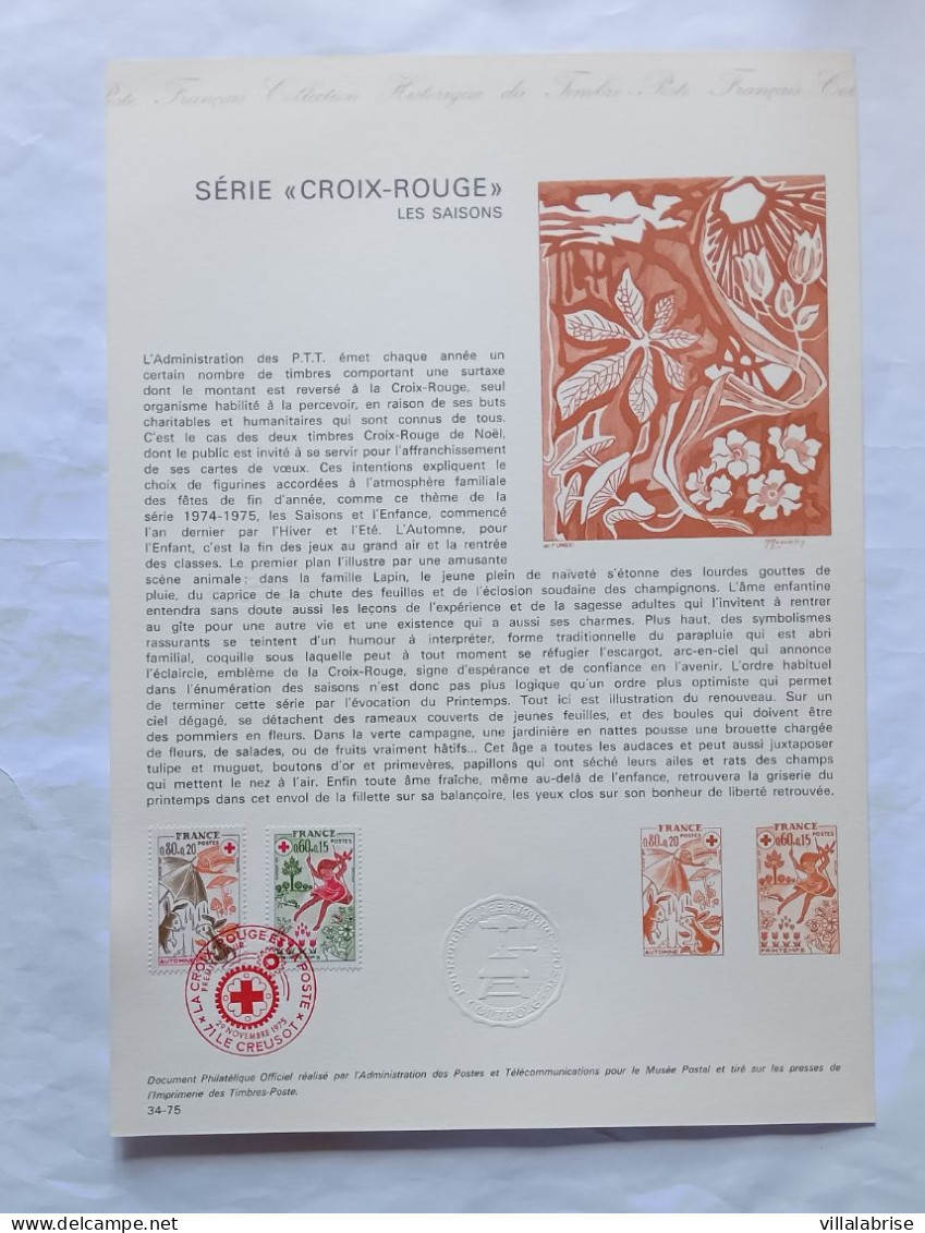 France 1975 – Les timbres de l’année oblitérés « premier jour » sur 37 documents philatéliques officiels + 1 Hors-série
