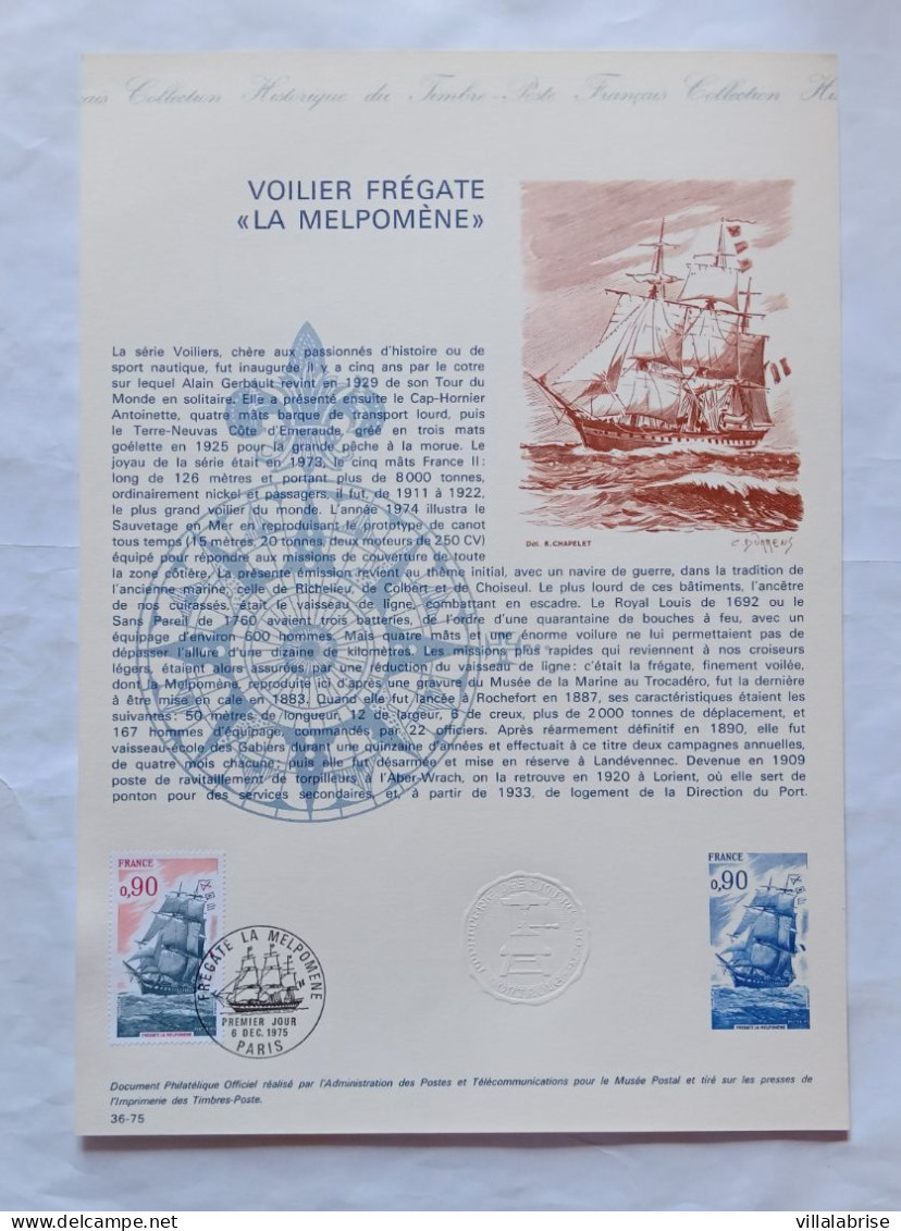 France 1975 – Les timbres de l’année oblitérés « premier jour » sur 37 documents philatéliques officiels + 1 Hors-série