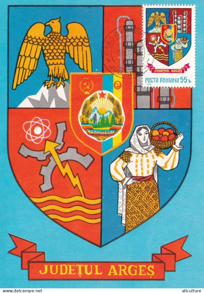 A24714 - JUDETUL  ARGES  POSTCARD ROMANIA UNUSED MAXIMUM CARD POSTAL STATIONERY - Maximumkaarten
