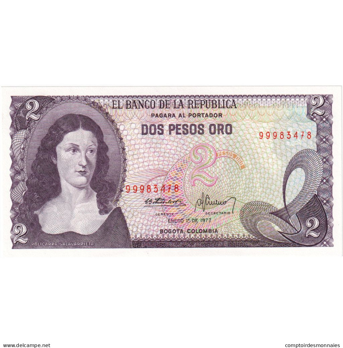 Colombie, 2 Pesos Oro, 1977, 1977-01-01, KM:413b, NEUF - Kolumbien