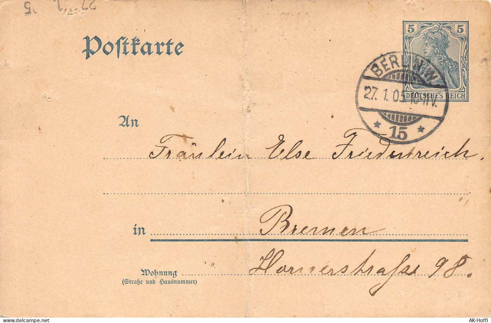 Ganzsache Deutschland Gelaufen 1905 In Berlin - Cartoline