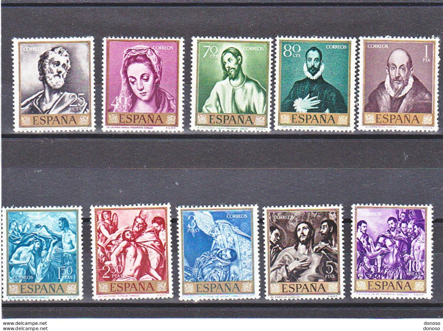 ESPAGNE 1961 PEINTURES DU GRECO Journée Du Timbre Yvert  1007-1016, Michel 1225-1234 NEUF** MNH Cote Yv 15 Euros - Unused Stamps