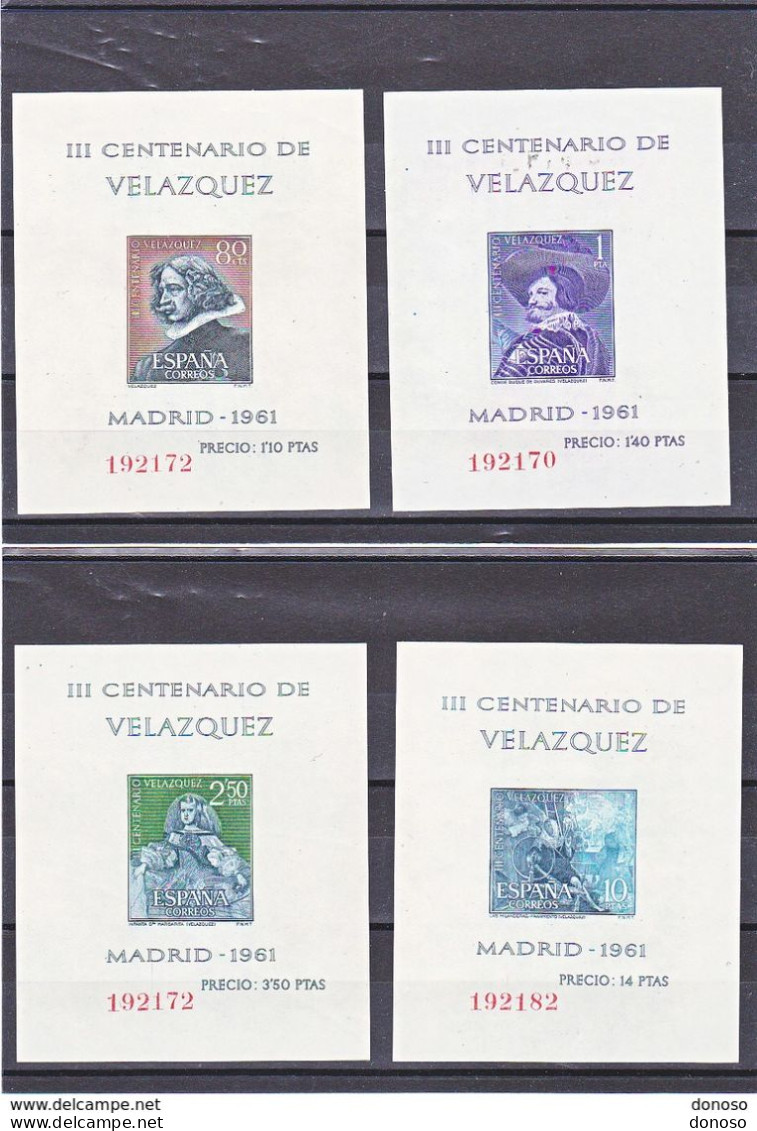 ESPAGNE 1961 VELASQUEZ Yvert  BF 21-24, Michel Block 15-18 NEUF** MNH Cote Yv 40 Euros - Unused Stamps