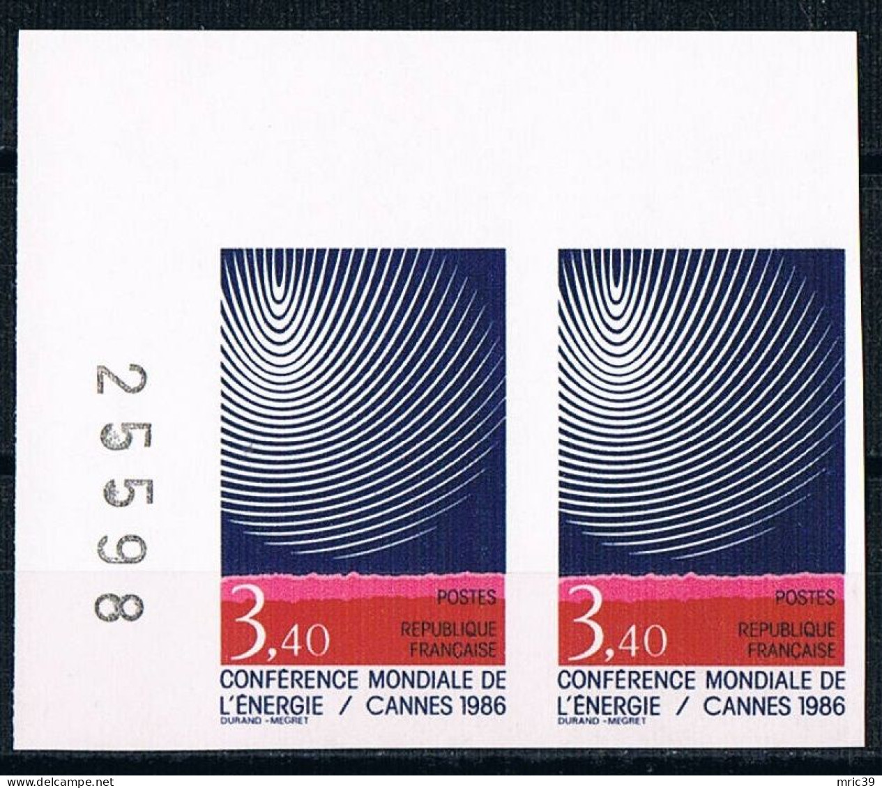 France 1986 N° 2445 Paire  Non Dentelé  IMP  Neuf MNH **  Conférence Mondiale De L'énergie  Cannes 1986 - 1981-1990