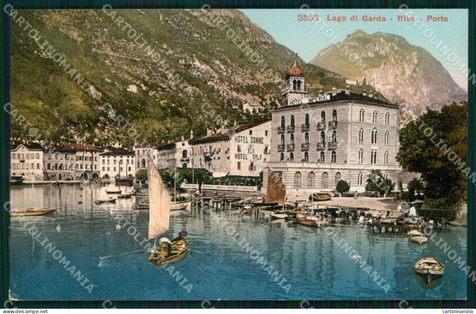 Trento Riva Del Garda Porto Con Barche Hotel Sole Cartolina RT0379 - Trento