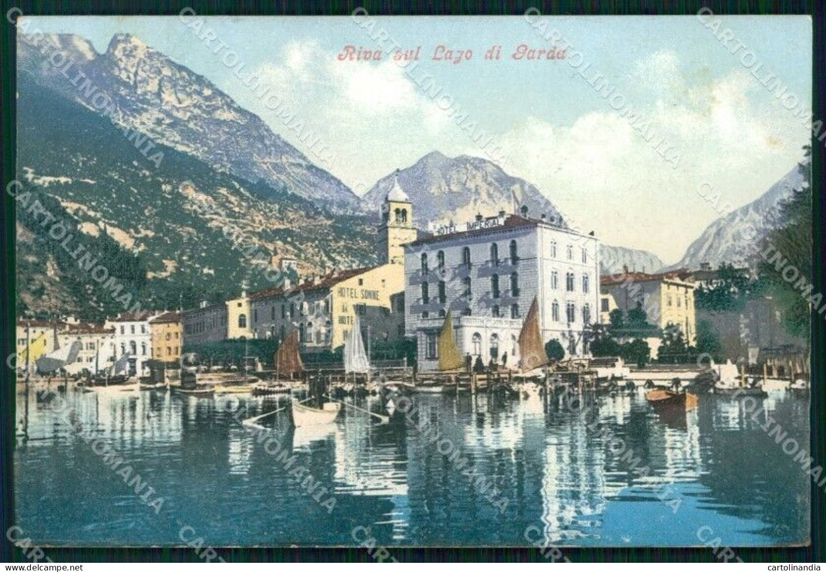 Trento Riva Del Garda Lago Con Barche Hotel Sole Cartolina RT0402 - Trento