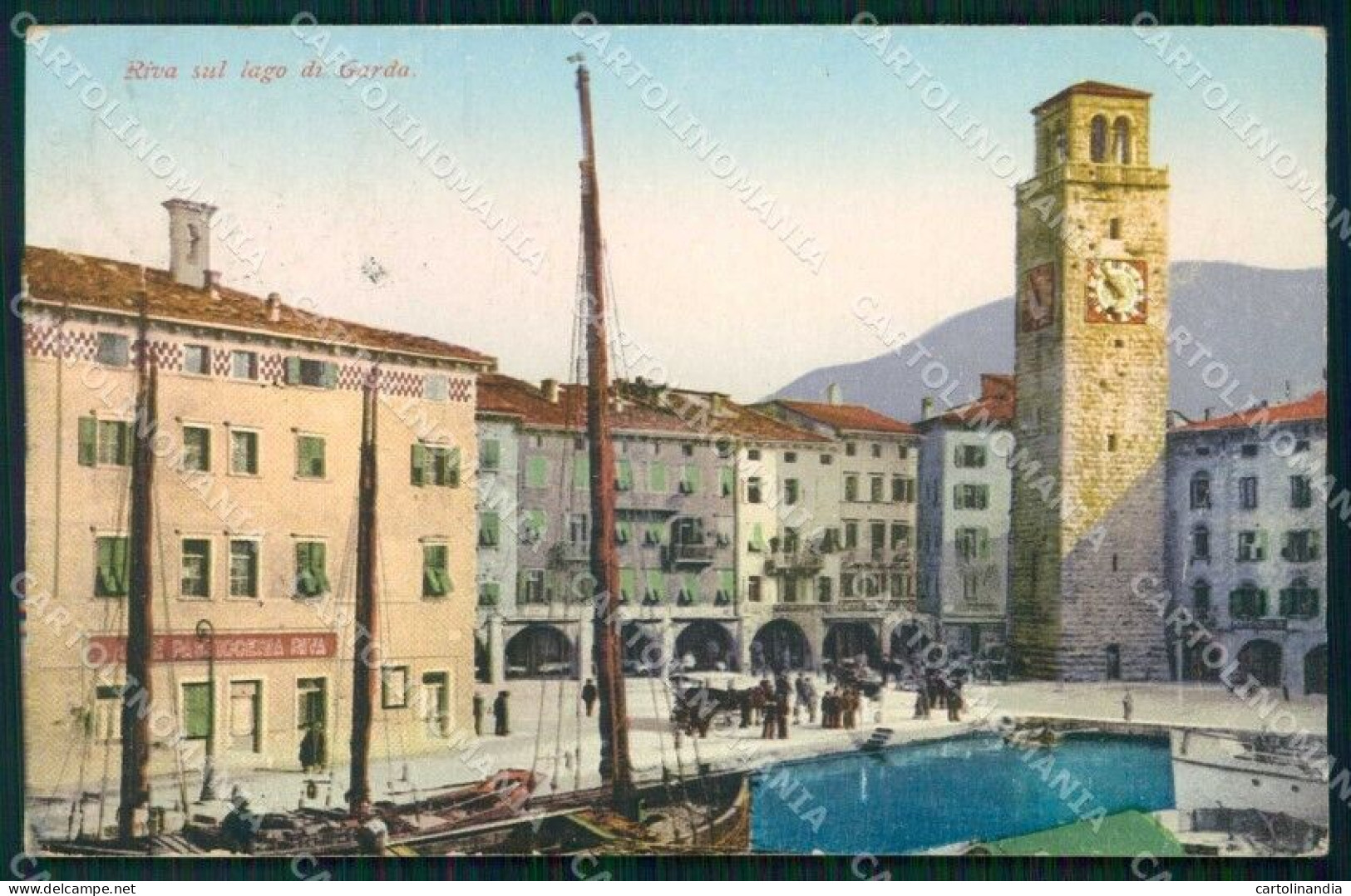 Trento Riva Del Garda Lago Con Barche Torre Cartolina RT0401 - Trento