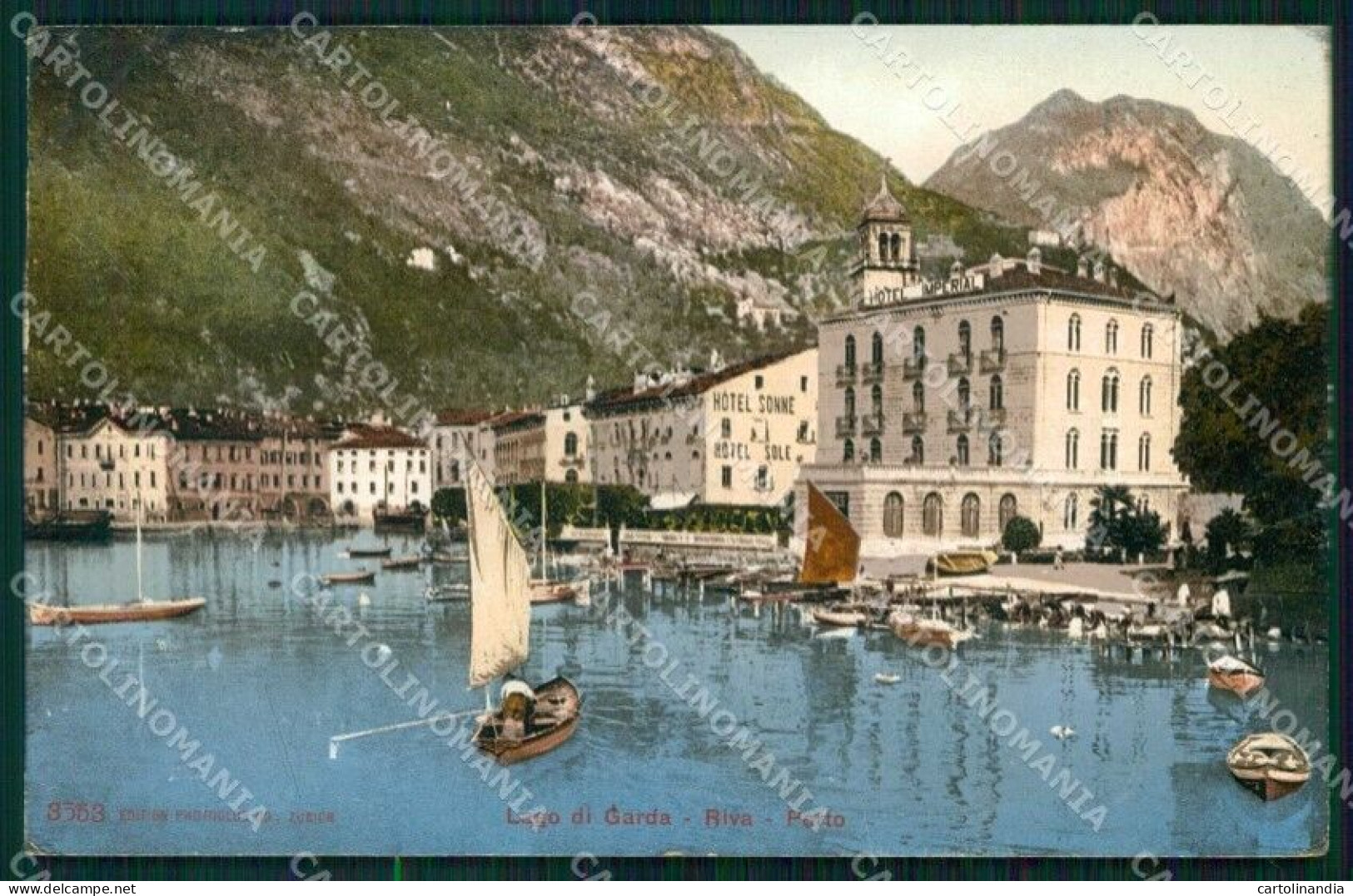 Trento Riva Del Garda Porto Con Barche Hotel Sole PIEGHINA Cartolina RT0423 - Trento