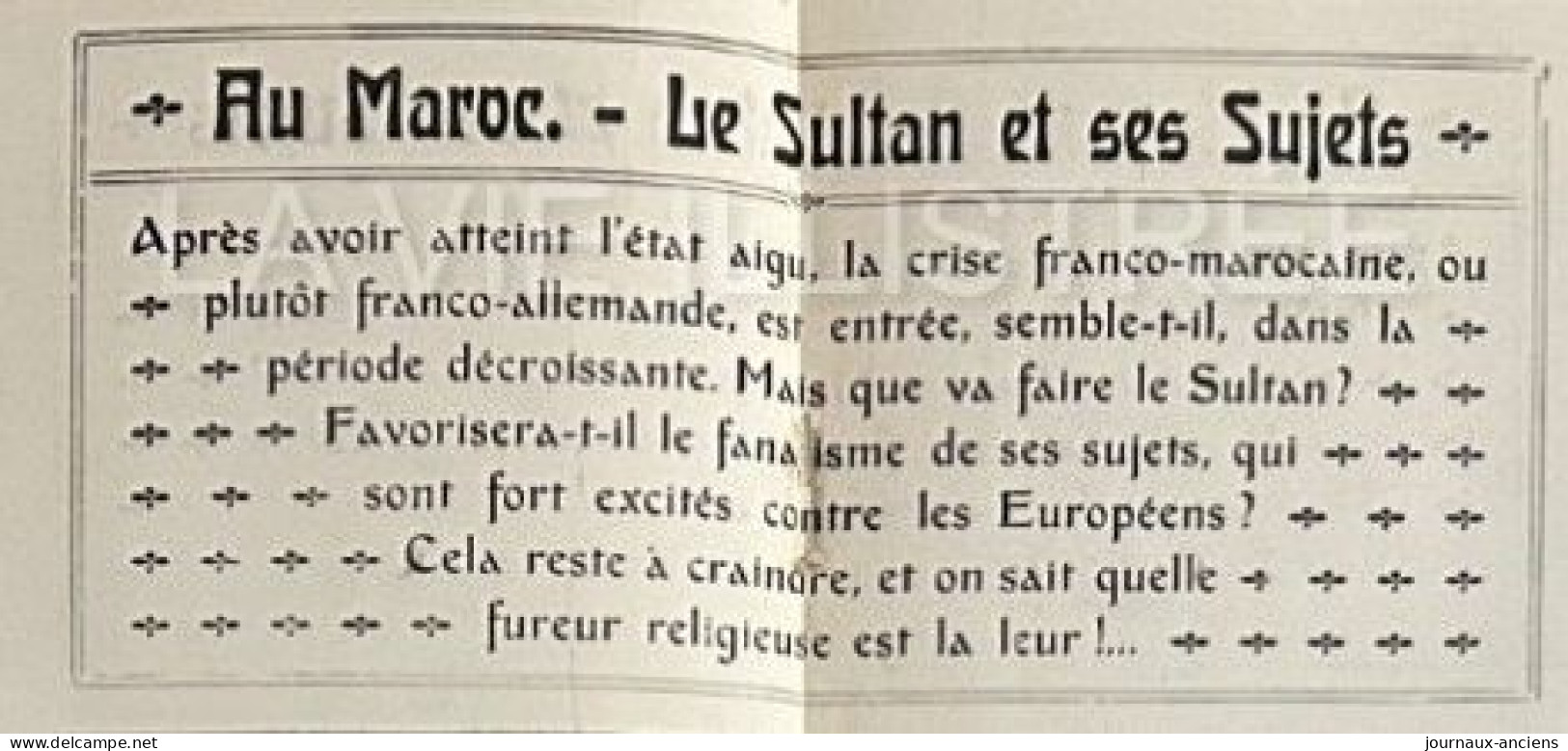 1905 MAROC - LE SULTAN MULAÏ-ABD-EL-AZIZ ET SES SUJETS - LA VIE ILLUSTRÉE - 1900 - 1949