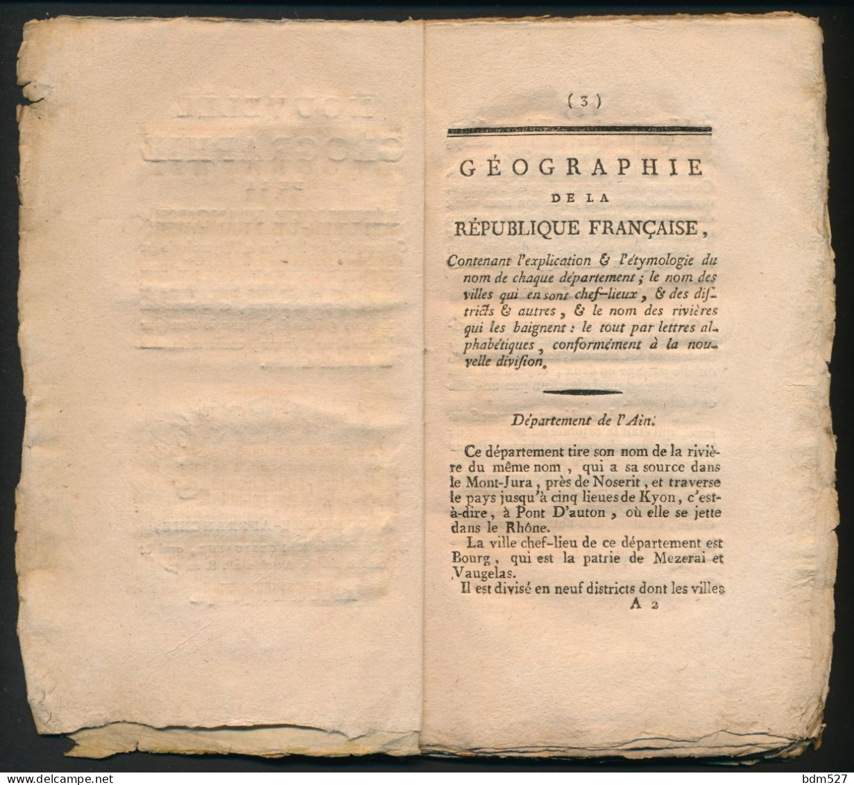 Nouvelle Géographie De La République Française, 1793. - 1701-1800
