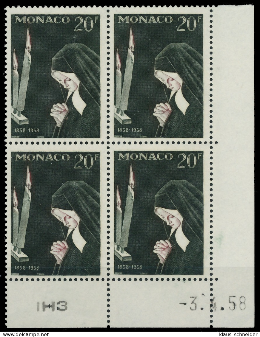 MONACO 1958 Nr 597 Postfrisch VIERERBLOCK ECKE-URE X3BA716 - Neufs