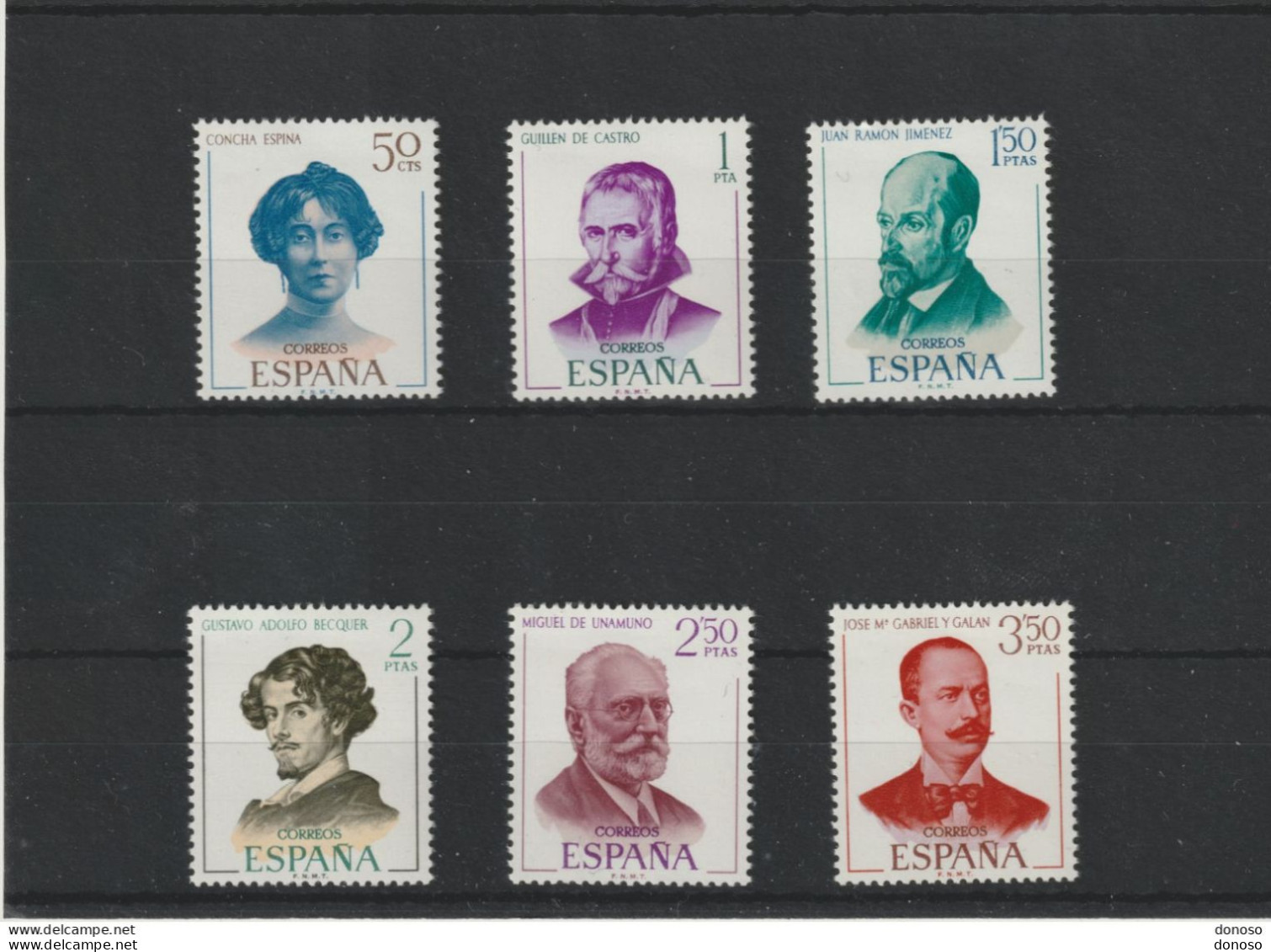 ESPAGNE 1970 écrivains Célèbres Yvert 1645-1650 NEUF** MNH - Unused Stamps