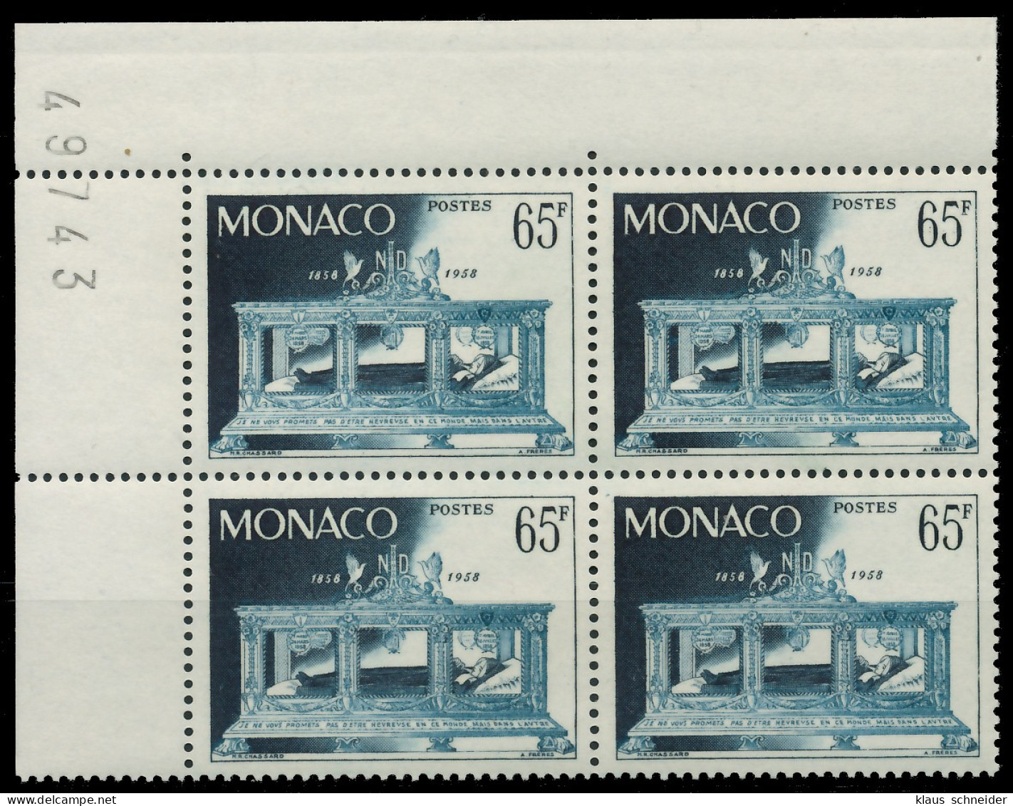 MONACO 1958 Nr 600 Postfrisch VIERERBLOCK ECKE-OLI X3BA79E - Ungebraucht