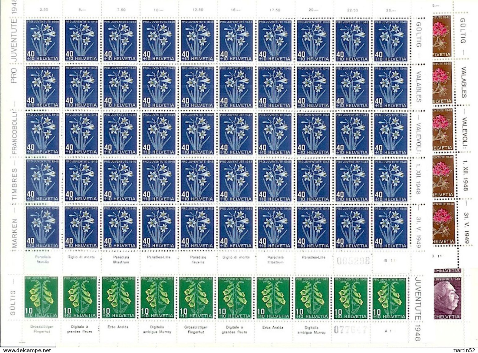 Schweiz Suisse 1948: Pro Juventute Zu WI 125-128 Mi 514-517 Yv 467-470 Bogenserie Mit TAB ** MNH (SBK 2017 CHF 573.00) - Nuevos