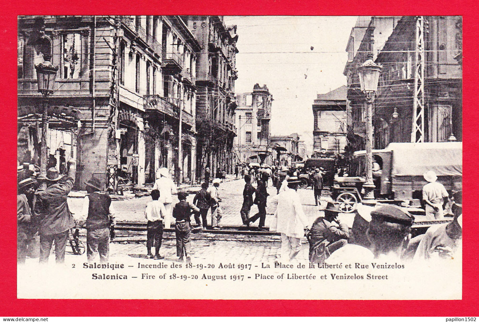 E-Grece-114PH29  SALONIQUE Incendie Des 18-19-20 Août 1917, La Place De La Liberté Et Rue Venizelos, Animation, Cpa BE - Griechenland