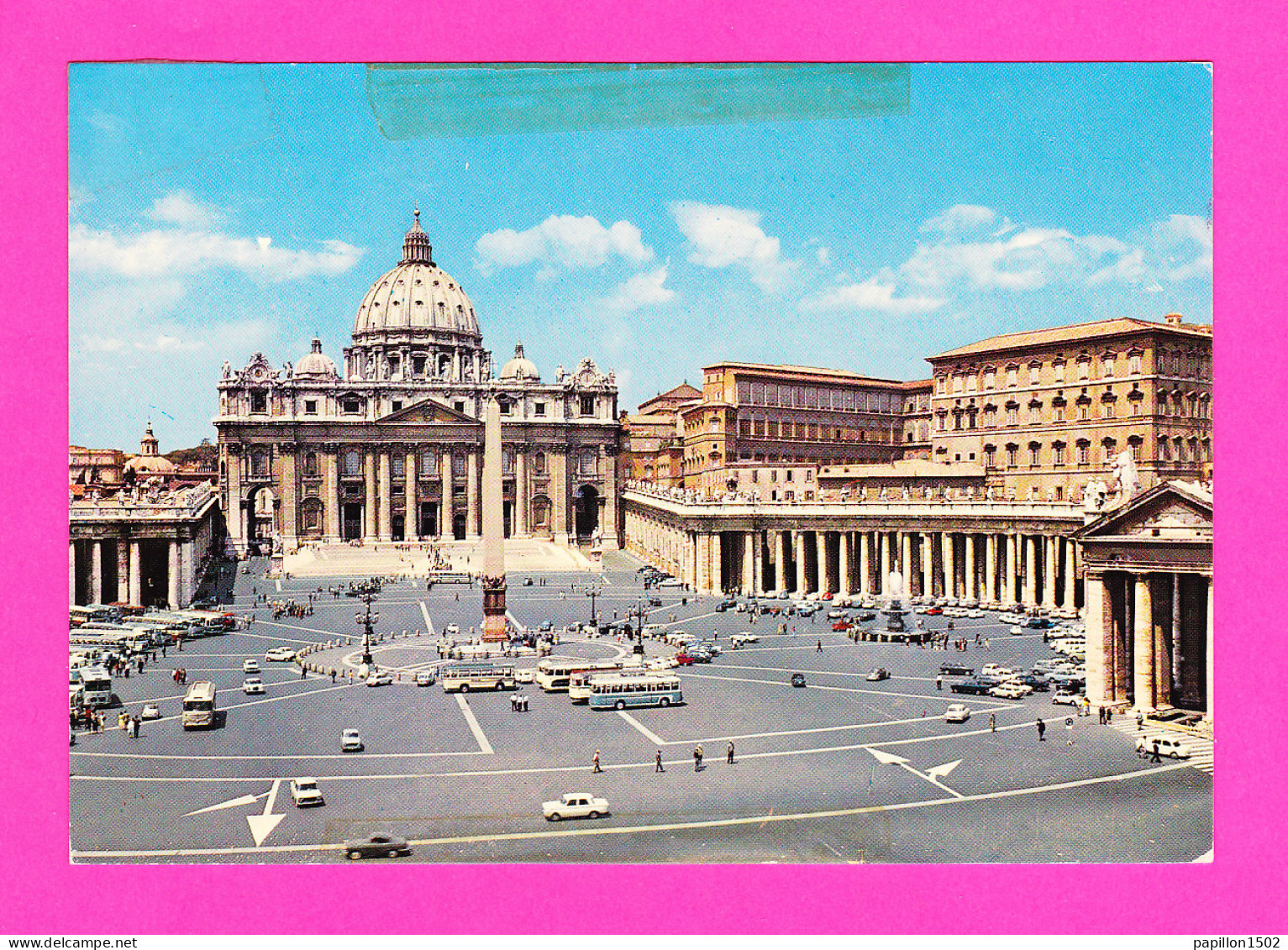 E-Italie-190PH5  CITTA DEL VATICANO, Piazza E Basilica Di S. Pietro, Voitures, Autobus - Andere Monumente & Gebäude