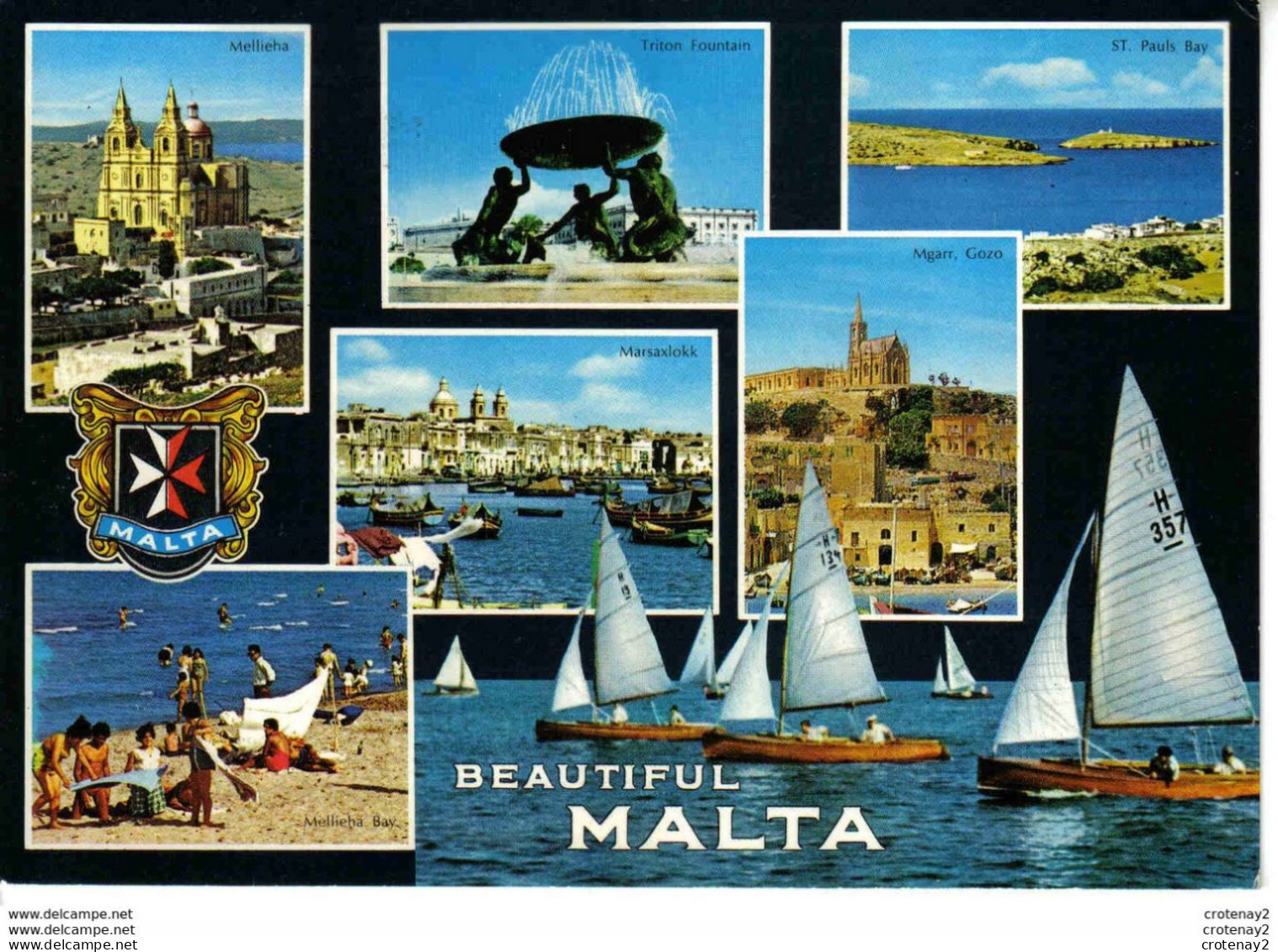 MALTA MALTE Beautiful Multivues Voiliers Marsaxlokk Plages Baignade Mgarr Gozo VOIR Beau TIMBRE Avion Année ? - Malta