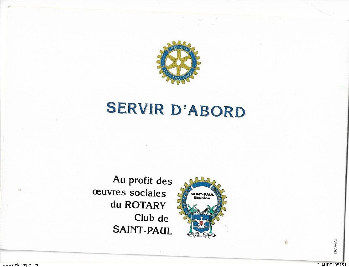 CARTE REUNION  DEPLIANT ROTARY CLUB DE SAINT PAUL   SERVIR D'ABORD - Otros & Sin Clasificación