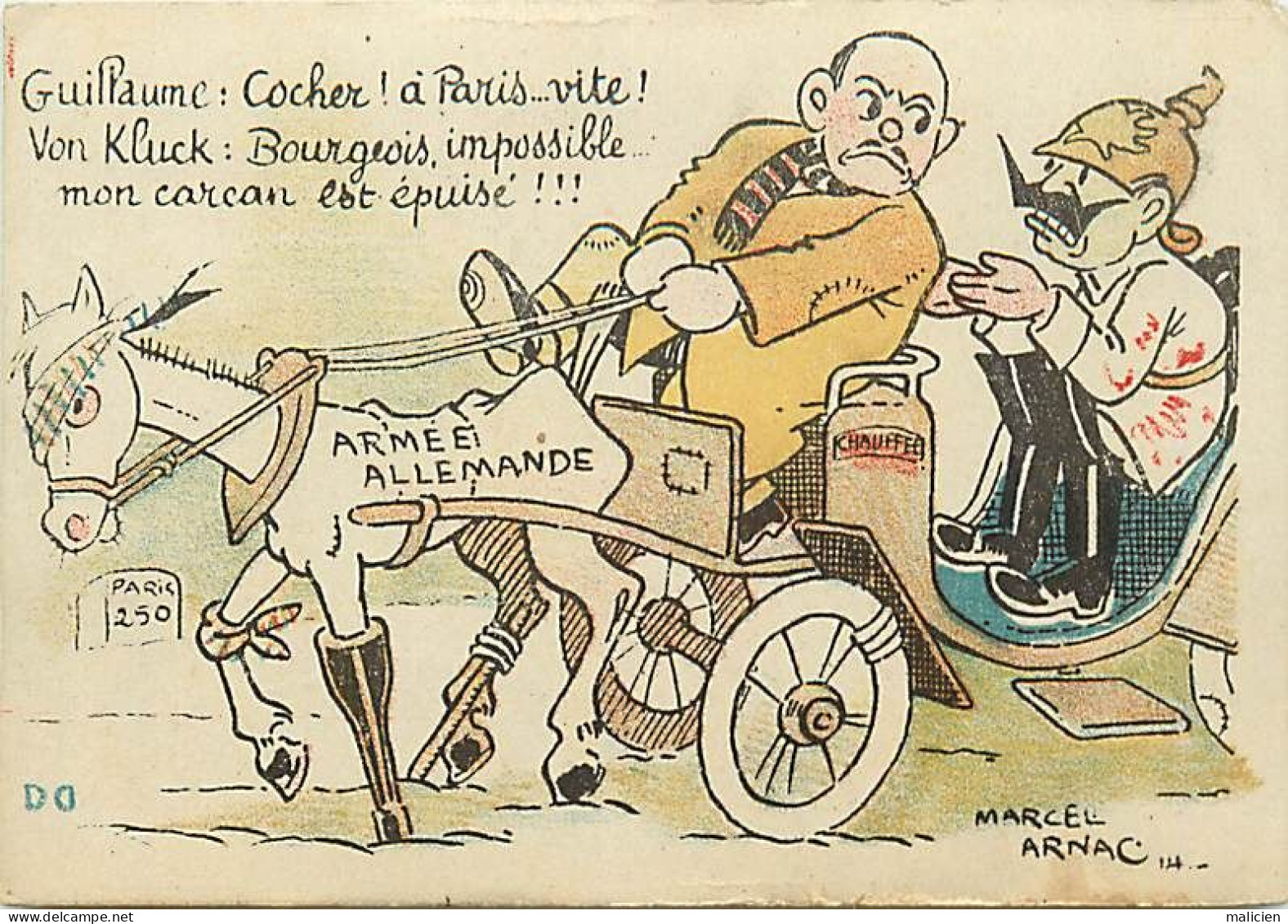 - Guerre 1914-18 -ref-N487- Humoristiques - Guillaume II - Cocher ..à Paris - Illustrateur Marcel Arnac - - Guerre 1914-18