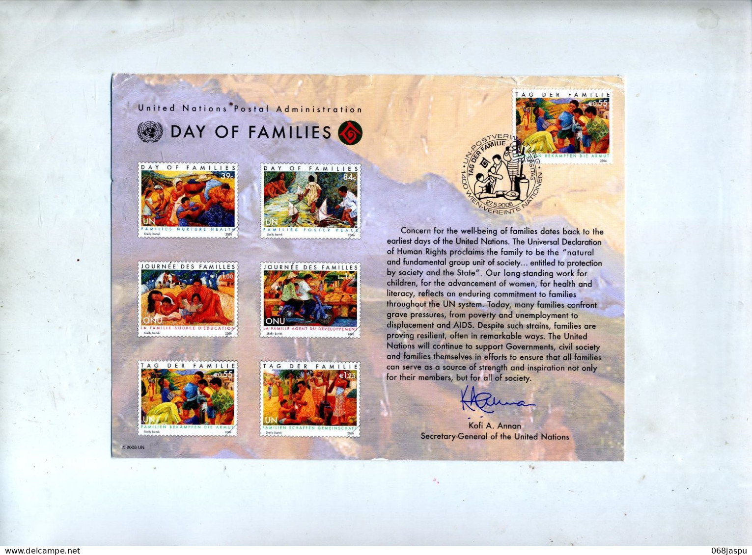 Carte Fdc 2006 Journee Famille New York  Wien - Storia Postale