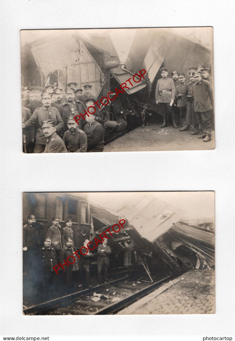 CP NON SITUEE-Accident De TRAIN-GARE-4x CARTES PHOTOS Allemandes-GUERRE 14-18-1 WK-Militaria- - Guerre 1914-18